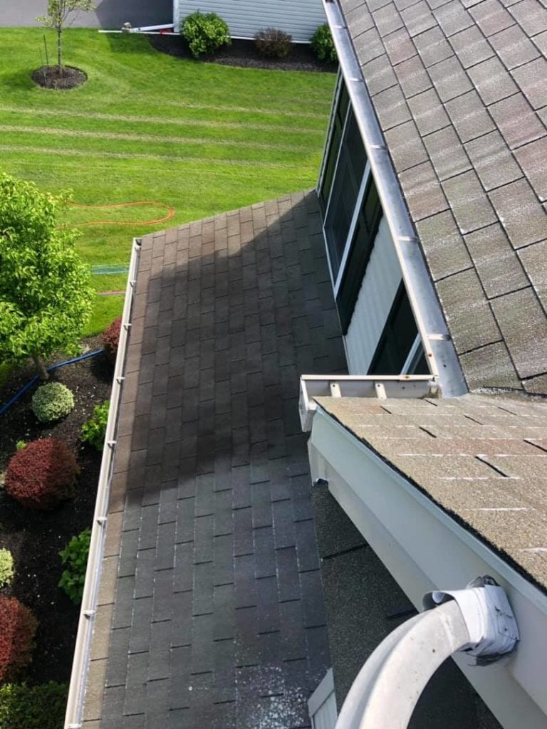 Liberty SoftWash can rid you of your ugly roof problem in Pennsylvania, Maryland and Delaware. The process we use when cleaning all types of roofing materials including asphalt shingles, slate tiles, cedar shake, metal and tile roofs, is called softwashing. The softwash process utilizes a low-pressure cleaning solution application which will remove the black streaks, algae, lichen and moss from your roof.