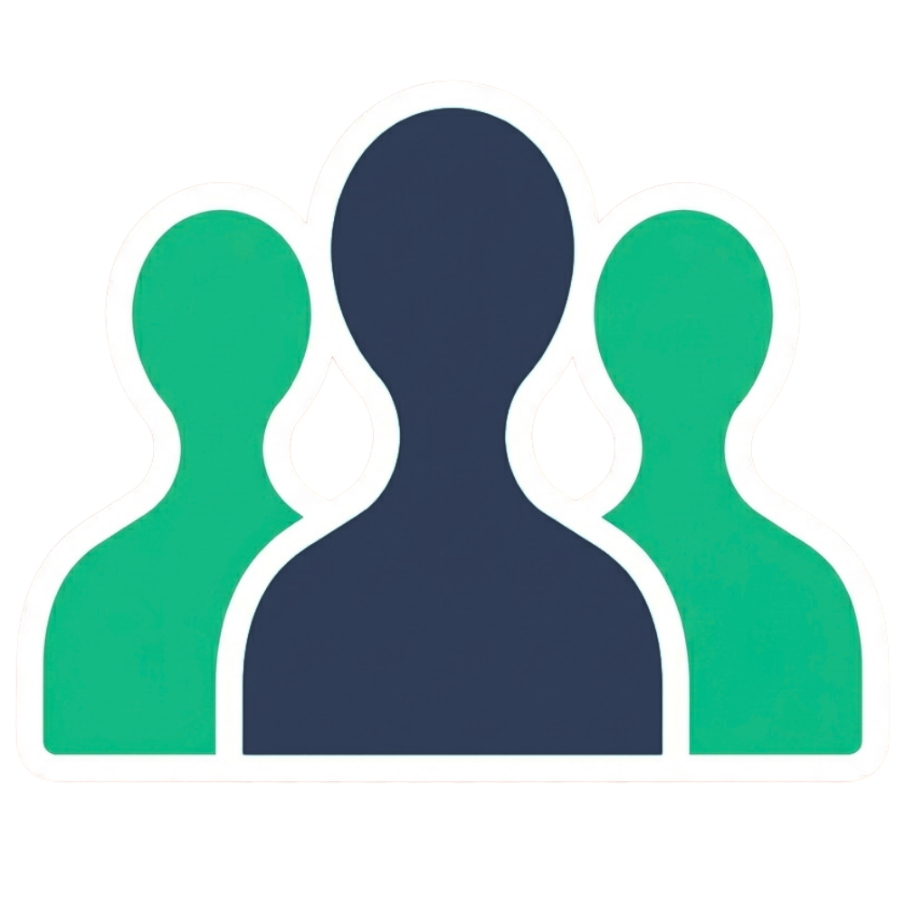 Group of three people icon representing a team or group of people