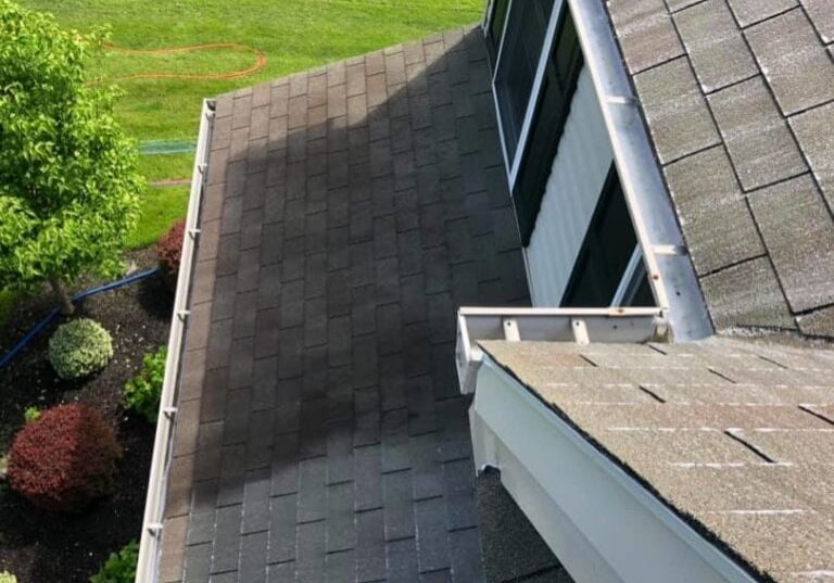 Liberty SoftWash can rid you of your ugly roof problem in Pennsylvania, Maryland and Delaware. The process we use when cleaning all types of roofing materials including asphalt shingles, slate tiles, cedar shake, metal and tile roofs, is called softwashing. The softwash process utilizes a low-pressure cleaning solution application which will remove the black streaks, algae, lichen and moss from your roof.