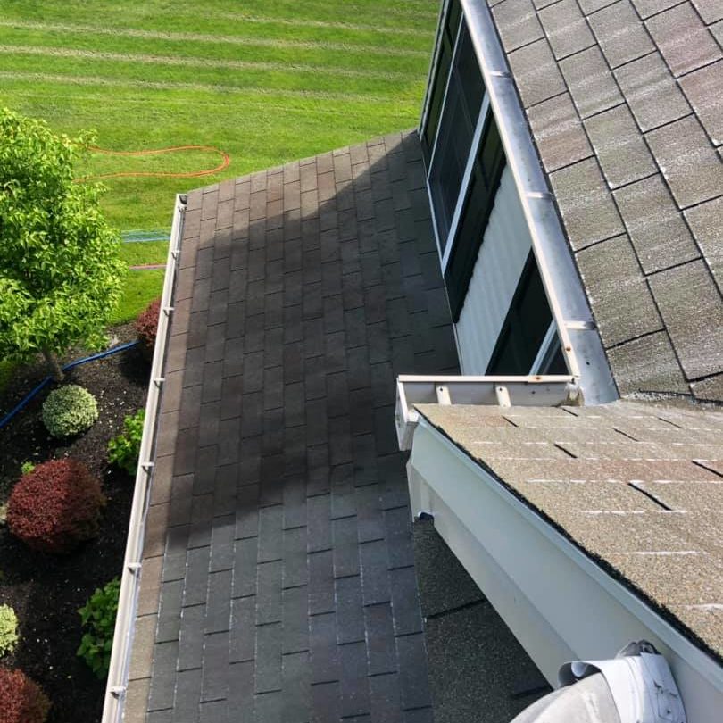 Liberty SoftWash can rid you of your ugly roof problem in Pennsylvania, Maryland and Delaware. The process we use when cleaning all types of roofing materials including asphalt shingles, slate tiles, cedar shake, metal and tile roofs, is called softwashing. The softwash process utilizes a low-pressure cleaning solution application which will remove the black streaks, algae, lichen and moss from your roof.