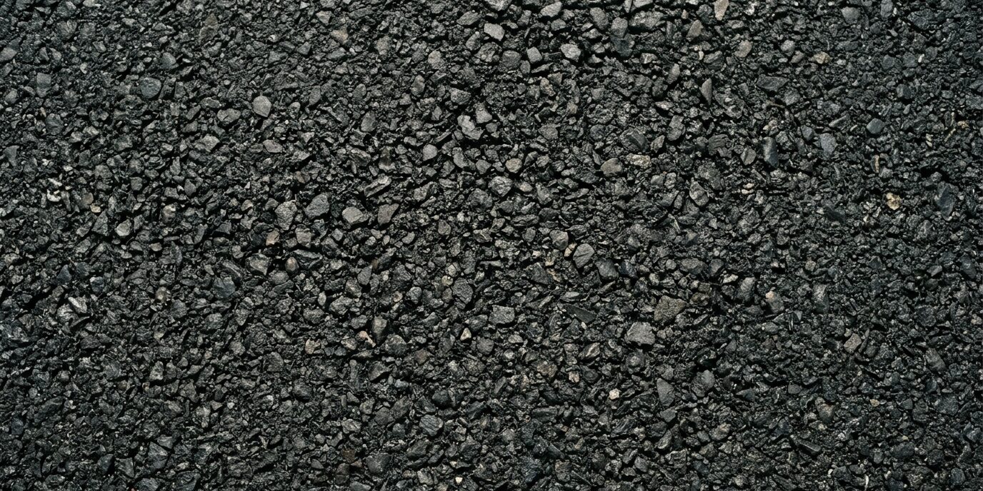 Detailed close-up view of a well-maintained and oil-free black asphalt driveway, deeply cleaned with power washing methods by Liberty SoftWash.