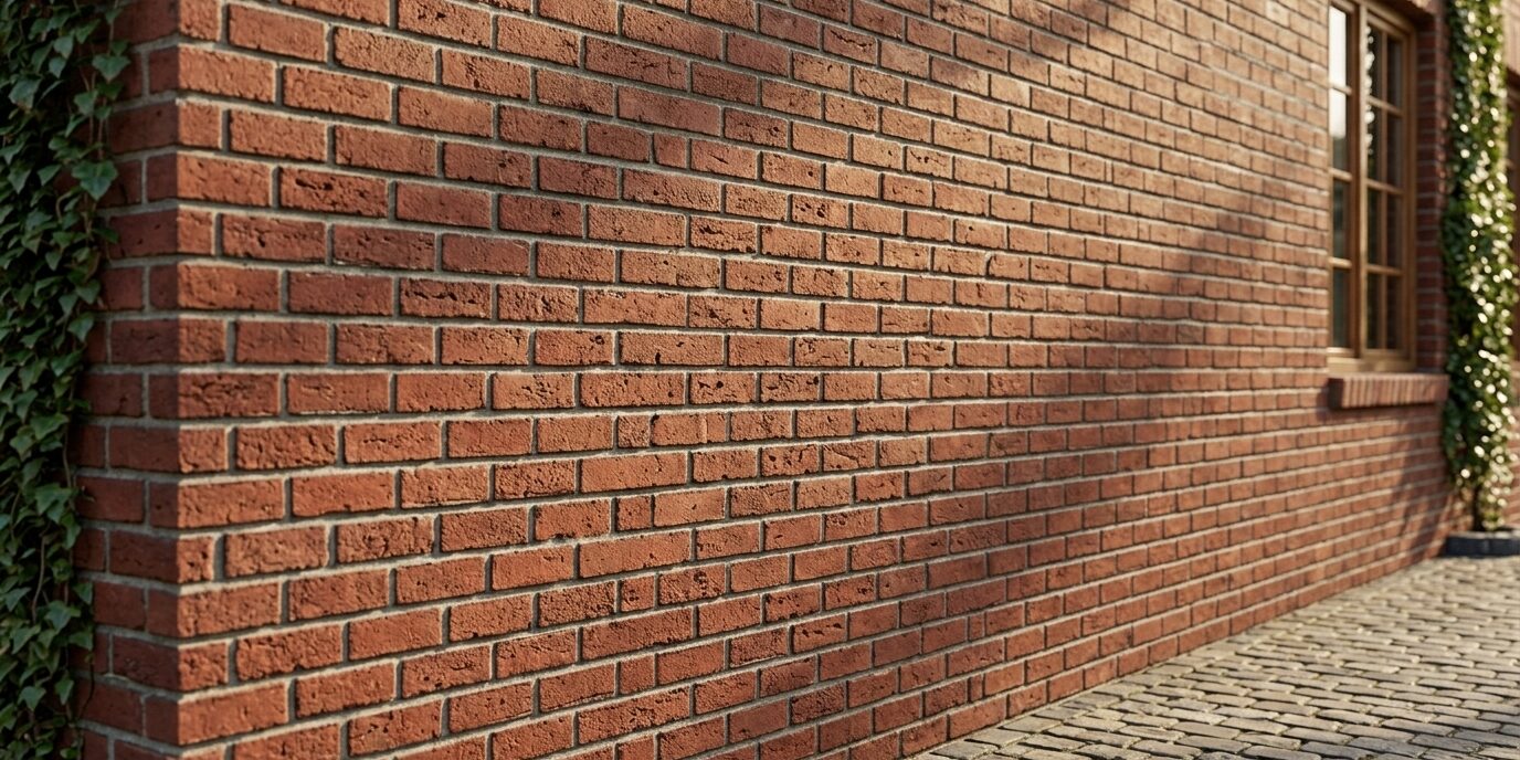 A combination of red brick walls, completely free of algae and dirt after a soft washing treatment from Liberty SoftWash.
